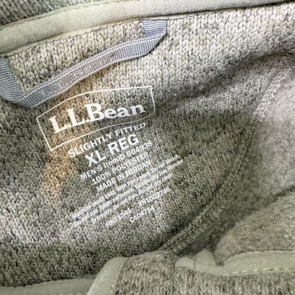 L.L. Bean Jacket men’s  XL Green Long-Sleeve Full-Zip Fleece High Neck Gorp Core - Picture 2 of 10